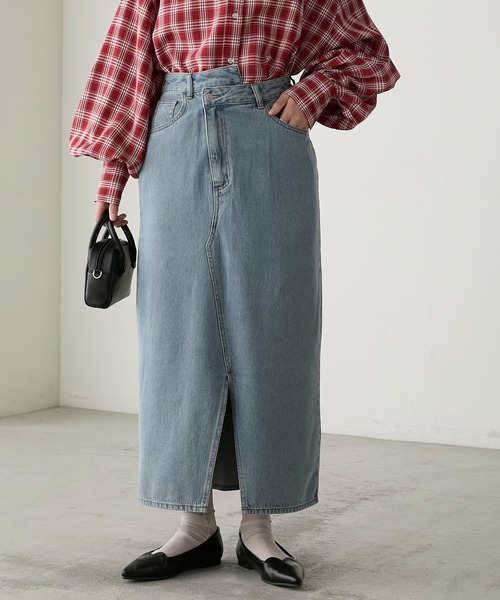 BONLECILL（ボンルシール）の「リメイク風ナローデニムスカート（デニムスカート・レディース・ブルー系1/ネイビー/ブラック・FREE）」の13枚目の写真