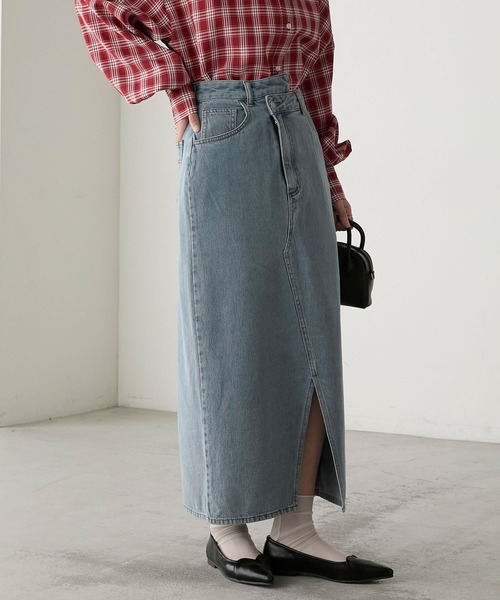 BONLECILL（ボンルシール）の「リメイク風ナローデニムスカート（デニムスカート・レディース・ブルー系1/ネイビー/ブラック・FREE）」の14枚目の写真