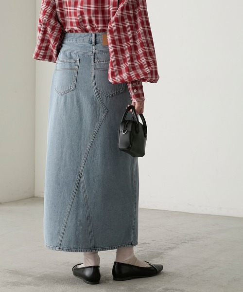 BONLECILL（ボンルシール）の「リメイク風ナローデニムスカート（デニムスカート・レディース・ブルー系1/ネイビー/ブラック・FREE）」の15枚目の写真