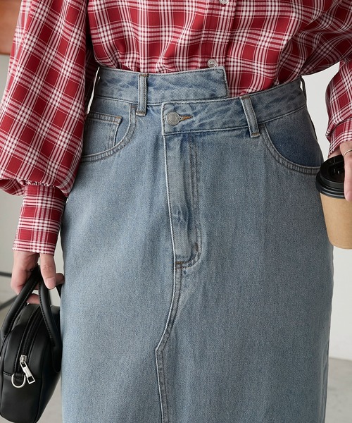 BONLECILL（ボンルシール）の「リメイク風ナローデニムスカート（デニムスカート・レディース・ブルー系1/ネイビー/ブラック・FREE）」の20枚目の写真