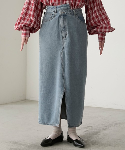 BONLECILL（ボンルシール）の「リメイク風ナローデニムスカート（デニムスカート・レディース・ブルー系1/ネイビー/ブラック・FREE）」の22枚目の写真