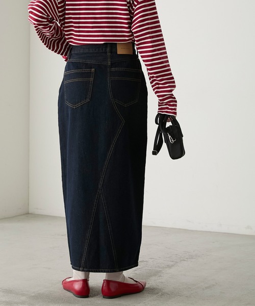 BONLECILL（ボンルシール）の「リメイク風ナローデニムスカート（デニムスカート・レディース・ブルー系1/ネイビー/ブラック・FREE）」の8枚目の写真
