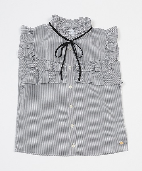 kate spade new york kids(ケイトスペードニューヨーク)の「ガールズ ラッフルブラウス(シャツ/ブラウス・キッズ・エメラルド/ブラック・140cm/150cm/160cm)」の2枚目の写真