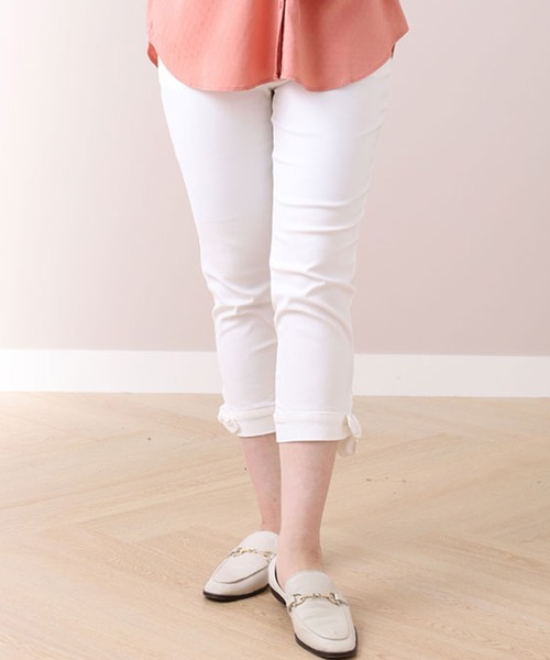 BELLUNA PLUS(ベルーナ)の「美脚ストレッチ裾リボンクロップド48丈(その他パンツ・レディース・ストライプ/ライトグレー/ライトブルーグレー/ブラック/グレイッシュベージュ/オフホワイト/セージグリーン・SMALL/MEDIUM/LARGE/X-LARGE)」の8枚目の写真
