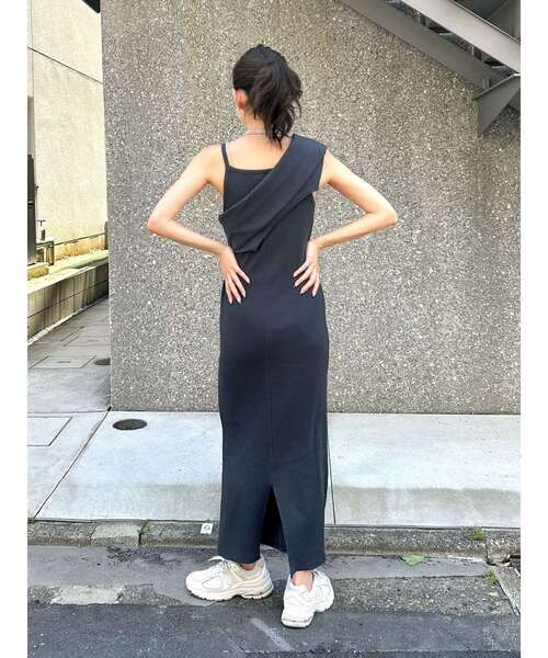 【美品】アンスリード レイヤードカットワンピース ロング丈 ブラック 36 美品】アンスリード レイヤードカットワンピース ロング丈