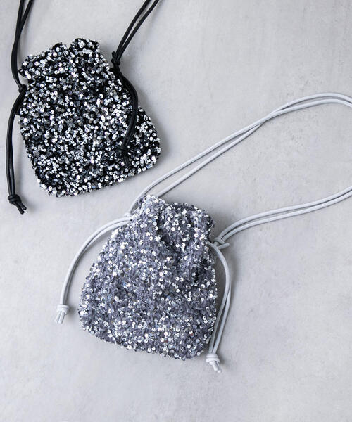 NATURAL BEAUTY BASIC（ナチュラルビューティーベーシック）の「◇【Oggi掲載】スパンコールドロストバッグ（ショルダーバッグ・レディース・グレー/ブラック・ﾌﾘ-）」の6枚目の写真