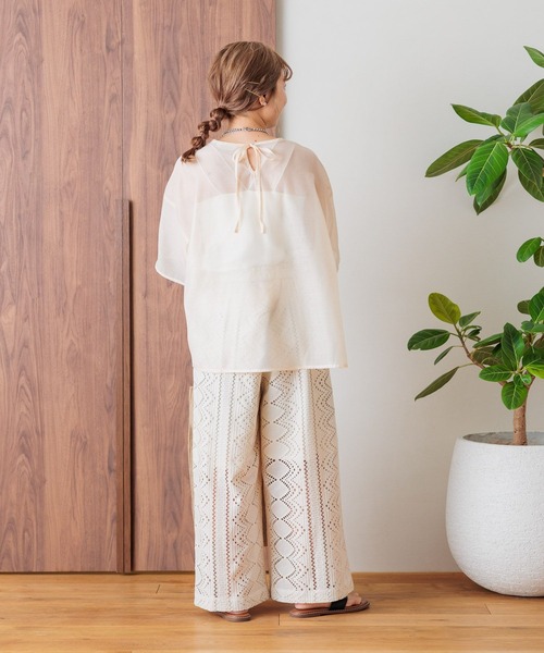 studio CLIP（スタディオクリップ）の「【my fit CLIP/低身長スタッフ企画】シアーレイヤードプルオーバー（Tシャツ/カットソー・レディース・アイボリー/ブラック/ライトグリーン・FREE）」の11枚目の写真