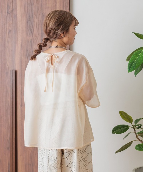 studio CLIP（スタディオクリップ）の「【my fit CLIP/低身長スタッフ企画】シアーレイヤードプルオーバー（Tシャツ/カットソー・レディース・アイボリー/ブラック/ライトグリーン・FREE）」の15枚目の写真