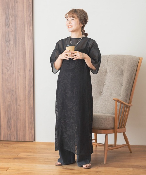 studio CLIP（スタディオクリップ）の「【my fit CLIP/低身長スタッフ企画】シアーレイヤードプルオーバー（Tシャツ/カットソー・レディース・アイボリー/ブラック/ライトグリーン・FREE）」の17枚目の写真