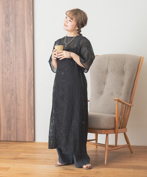 studio CLIP（スタディオクリップ）の「【my fit CLIP/低身長スタッフ企画】シアーレイヤードプルオーバー（Tシャツ/カットソー・レディース・アイボリー/ブラック/ライトグリーン・FREE）」の18枚目の写真