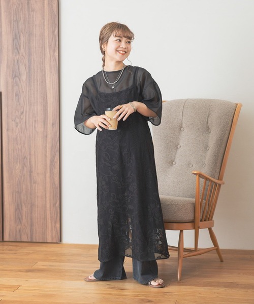 studio CLIP（スタディオクリップ）の「【my fit CLIP/低身長スタッフ企画】シアーレイヤードプルオーバー（Tシャツ/カットソー・レディース・アイボリー/ブラック/ライトグリーン・FREE）」の20枚目の写真