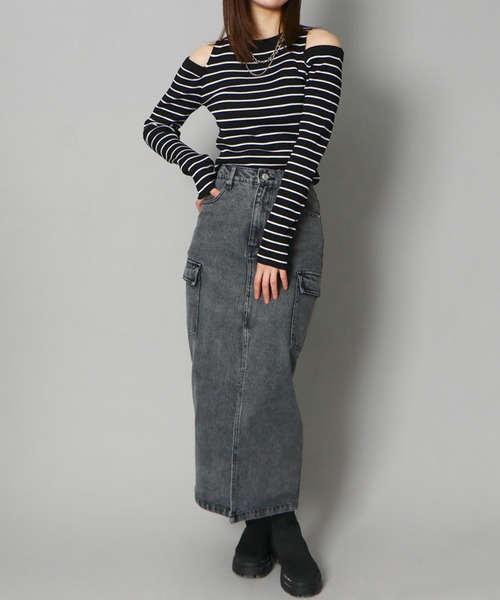 GORGE(ゴージ)の「《肩あき×細ボーダー》レディース リブ ニット 長袖 プルオーバー セクシー 春秋冬(Tシャツ/カットソー・レディース・ホワイト系その他/ブラック系その他2/ベージュ系その他・F)」の13枚目の写真