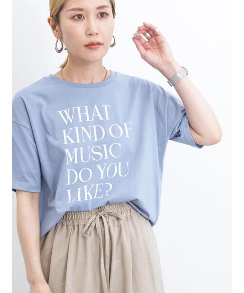Samansa Mos2 blue(サマンサモスモスブルー)の「【接触冷感】ロゴプリントTシャツ(Tシャツ/カットソー・レディース・オフホワイト/キナリ/チャコールグレー/モカ/ブルー・F)」の5枚目の写真