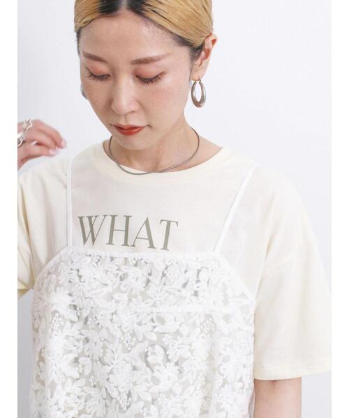 Samansa Mos2 blue(サマンサモスモスブルー)の「【接触冷感】ロゴプリントTシャツ(Tシャツ/カットソー・レディース・オフホワイト/キナリ/チャコールグレー/モカ/ブルー・F)」の2枚目の写真