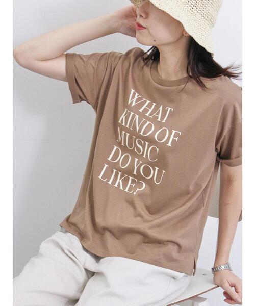 Samansa Mos2 blue(サマンサモスモスブルー)の「【接触冷感】ロゴプリントTシャツ(Tシャツ/カットソー・レディース・オフホワイト/キナリ/チャコールグレー/モカ/ブルー・F)」の4枚目の写真