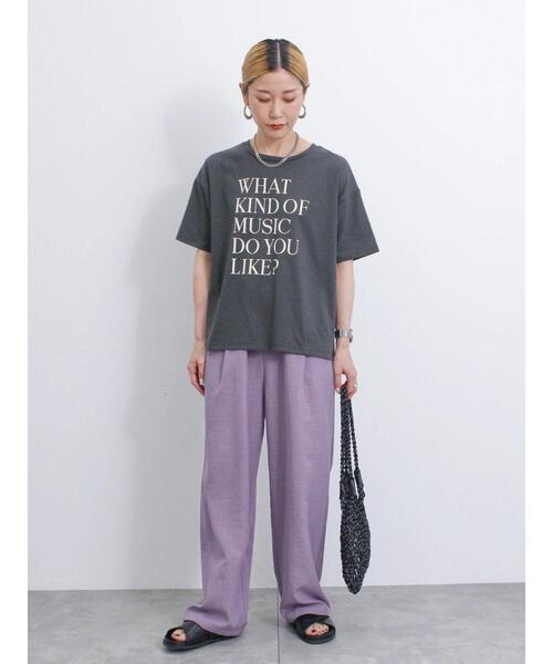 Samansa Mos2 blue(サマンサモスモスブルー)の「【接触冷感】ロゴプリントTシャツ(Tシャツ/カットソー・レディース・オフホワイト/キナリ/チャコールグレー/モカ/ブルー・F)」の10枚目の写真