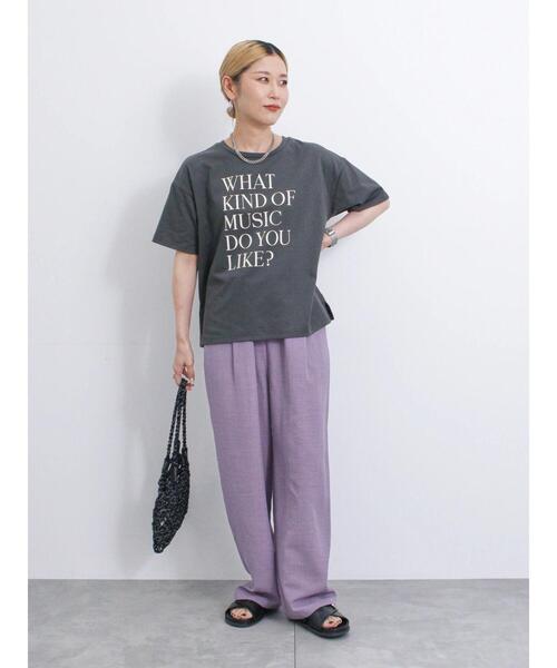 Samansa Mos2 blue(サマンサモスモスブルー)の「【接触冷感】ロゴプリントTシャツ(Tシャツ/カットソー・レディース・オフホワイト/キナリ/チャコールグレー/モカ/ブルー・F)」の9枚目の写真