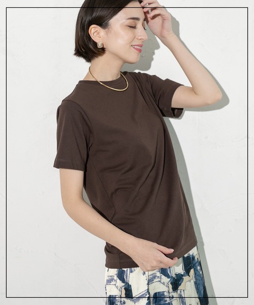 OPAQUE.CLIP（オペークドットクリップ）の「◆ベーシックTシャツ【接触冷感／UVケア／汗染み防止】（Tシャツ/カットソー・レディース・ブラック/ブラウン系その他/ネイビー/ホワイト/ワインレッド/ホワイト系9・38/40/42）」の11枚目の写真