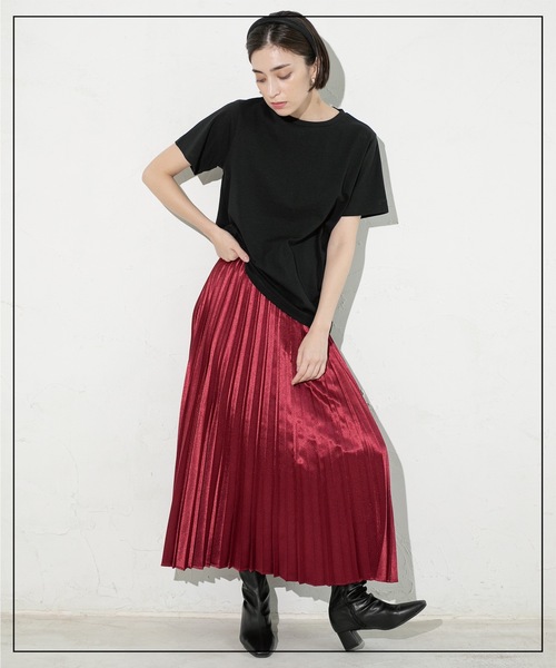 OPAQUE.CLIP（オペークドットクリップ）の「◆ベーシックTシャツ【接触冷感／UVケア／汗染み防止】（Tシャツ/カットソー・レディース・ブラック/ブラウン系その他/ネイビー/ホワイト/ワインレッド/ホワイト系9・38/40/42）」の19枚目の写真