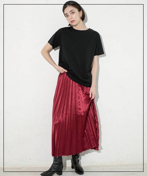 OPAQUE.CLIP（オペークドットクリップ）の「◆ベーシックTシャツ【接触冷感／UVケア／汗染み防止】（Tシャツ/カットソー・レディース・ブラック/ブラウン系その他/ネイビー/ホワイト/ワインレッド/ホワイト系9・38/40/42）」の20枚目の写真