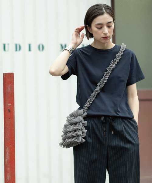 OPAQUE.CLIP（オペークドットクリップ）の「◆ベーシックTシャツ【接触冷感／UVケア／汗染み防止】（Tシャツ/カットソー・レディース・ブラック/ブラウン系その他/ネイビー/ホワイト/ワインレッド/ホワイト系9・38/40/42）」の22枚目の写真