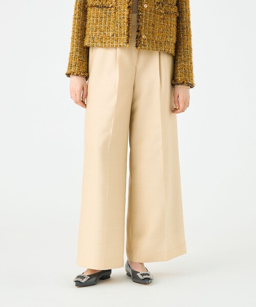 新品 ESLOW 1タックワイドパンツ size3 IVORY エスロー 新品 ESLOW 1タックワイドパンツ size3 IVORY エスロー