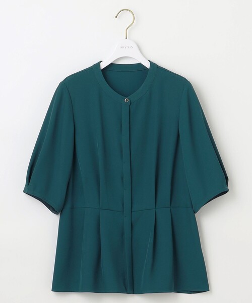 ANY SIS（エニィスィス）の「【接触冷感・UVカット・速乾】コンフォートビューティサテン ブラウス（シャツ/ブラウス・レディース・ネイビー系/ダークグリーン系/アイボリー系・2）」の2枚目の写真