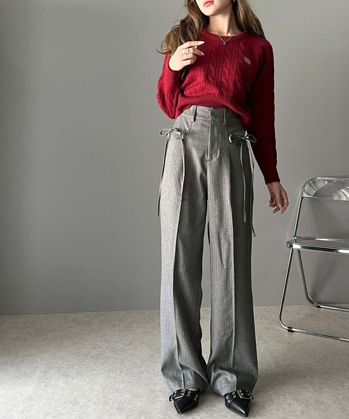 VIVA PRESTOレディース　オシャレ　ズボン　リボン　サイズ38 （に73 VIVA PRESTOレディース オシャレ ズボン リボン 黒 サイズ38