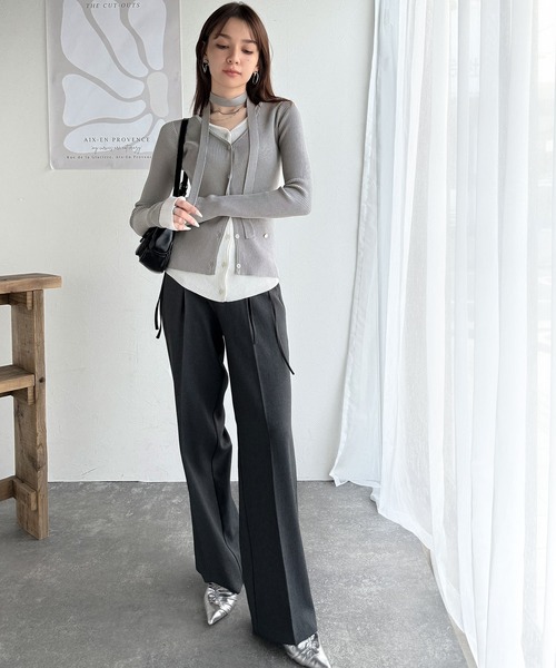 mily bilet(ミウィビレット)の「【mily bilet】迷ったらこれ!!キレイもカワイイも叶える欲張りボトム♪リボン使いワイドスラックスパンツ(スラックス・レディース・グレー系その他/ブラック/チャコールグレー・MEDIUM/LARGE/X-LARGE/SMALL)」の17枚目の写真