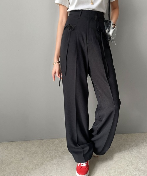 【美品✨】　ミュベール　リボン　スラックス　40 セール】【mily bilet】迷ったらこれ!!キレイもカワイイも叶える欲張り