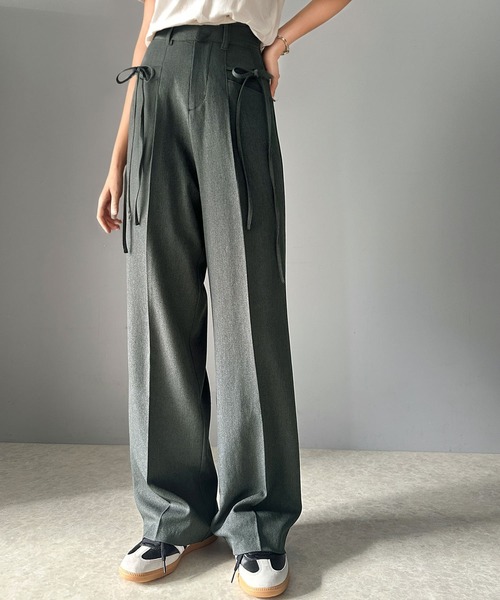 即完 定価5万 MASU グレー ワイドパンツ 25ss ワイド　スラックス44 即完 定価5万 MASU グレー ワイドパンツ 25ss ワイドスラックス44