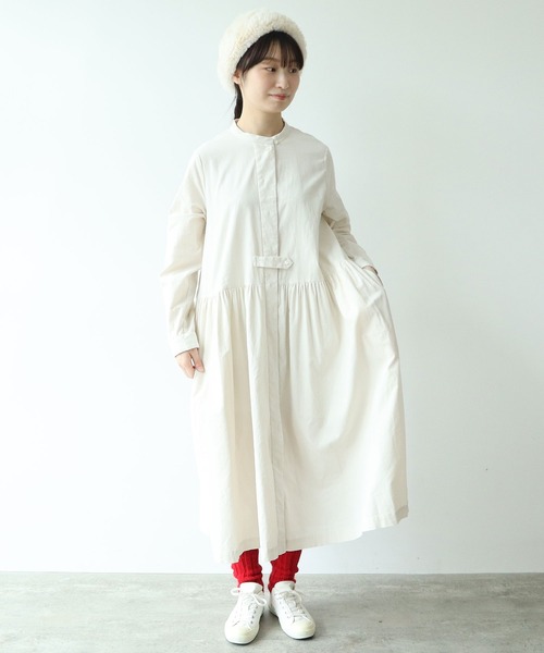 bulle de savon（ビュルデサボン）の「シャツコール ワンピース（ワンピース・レディース・カーキ/チャコールグレー/ホワイト・FREE）」の2枚目の写真