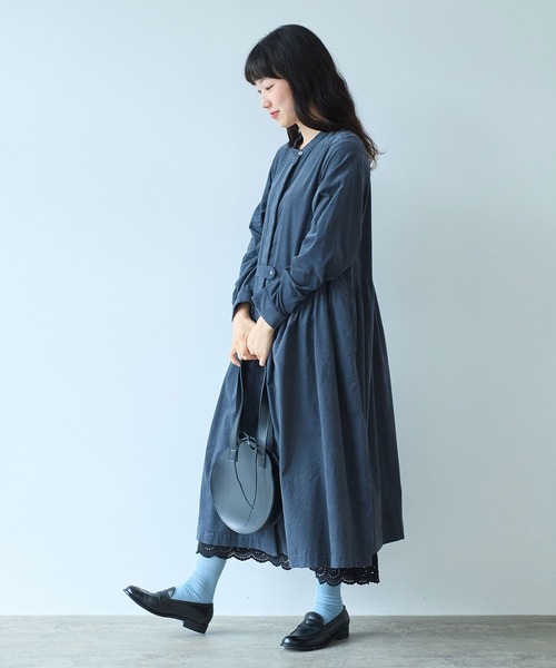 bulle de savon（ビュルデサボン）の「シャツコール ワンピース（ワンピース・レディース・カーキ/チャコールグレー/ホワイト・FREE）」の14枚目の写真