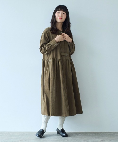 bulle de savon（ビュルデサボン）の「シャツコール ワンピース（ワンピース・レディース・カーキ/チャコールグレー/ホワイト・FREE）」の21枚目の写真