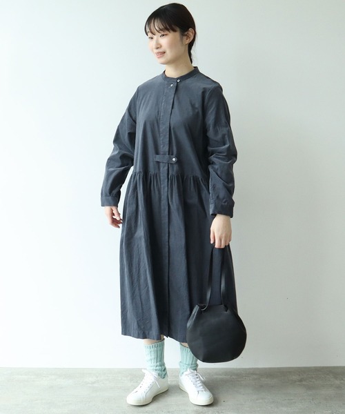 bulle de savon（ビュルデサボン）の「シャツコール ワンピース（ワンピース・レディース・カーキ/チャコールグレー/ホワイト・FREE）」の9枚目の写真