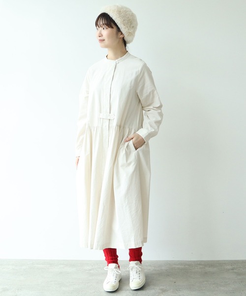 bulle de savon（ビュルデサボン）の「シャツコール ワンピース（ワンピース・レディース・カーキ/チャコールグレー/ホワイト・FREE）」の4枚目の写真