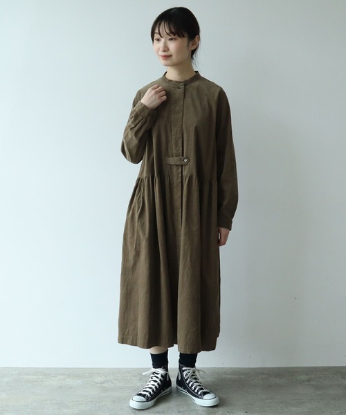 bulle de savon（ビュルデサボン）の「シャツコール ワンピース（ワンピース・レディース・カーキ/チャコールグレー/ホワイト・FREE）」の15枚目の写真