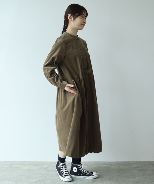 bulle de savon（ビュルデサボン）の「シャツコール ワンピース（ワンピース・レディース・カーキ/チャコールグレー/ホワイト・FREE）」の18枚目の写真