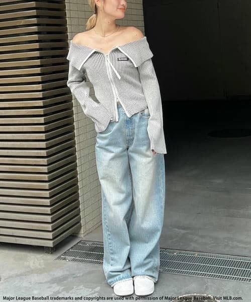 BACK TO THE FIELD（バック トゥー ザ フィールド）の「【MLB】ビックカラーダブルZIPニット（ニット/セーター・レディース・ブラック/グレー/イエロー・FREE）」の5枚目の写真