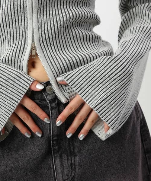 BACK TO THE FIELD（バック トゥー ザ フィールド）の「【MLB】ビックカラーダブルZIPニット（ニット/セーター・レディース・ブラック/グレー/イエロー・FREE）」の14枚目の写真