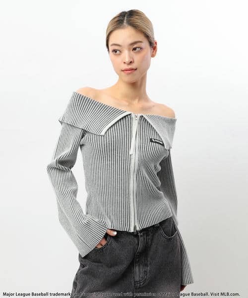 BACK TO THE FIELD（バック トゥー ザ フィールド）の「【MLB】ビックカラーダブルZIPニット（ニット/セーター・レディース・ブラック/グレー/イエロー・FREE）」の15枚目の写真