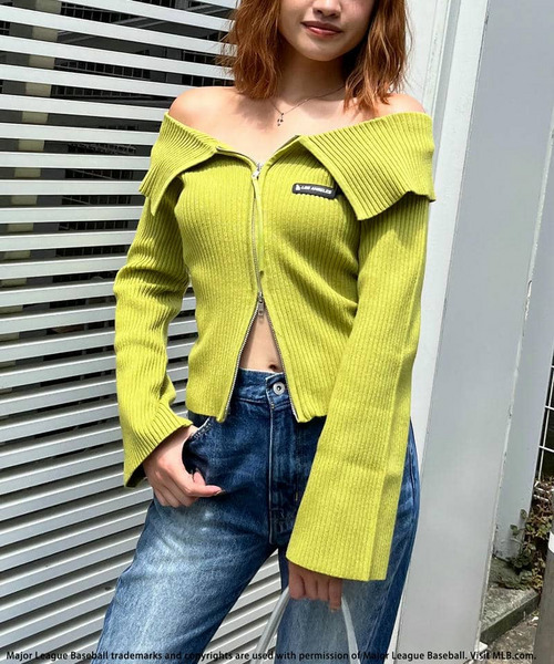 BACK TO THE FIELD（バック トゥー ザ フィールド）の「【MLB】ビックカラーダブルZIPニット（ニット/セーター・レディース・ブラック/グレー/イエロー・FREE）」の22枚目の写真