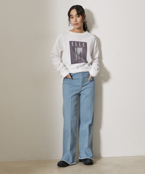 ELLE(エル)の「【ELLE×NERGY】UV Collaboration ロングスリーブT-shirts(Tシャツ/カットソー・レディース・ホワイト/ホワイト系その他/ブラック・FREE)」の4枚目の写真
