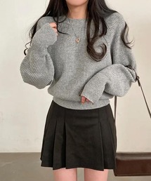 指抜きクルーネックニット