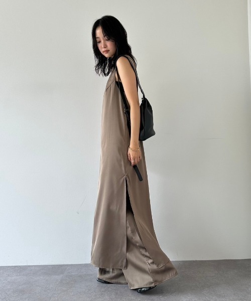 HANNE（アン）の「サテンレイヤードオールインワン（つなぎ