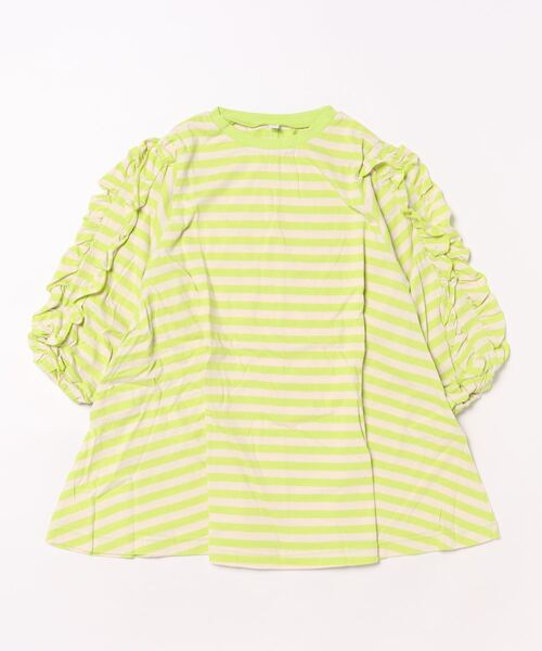 HOGAN RANCH WEAR(ホーガンランチウエア)の「フリルスリーブボーダーワンピース(ワンピース・キッズ・ライトグリーン/レッド/ブラック・90/100/110/120/130/140/150)」の3枚目の写真