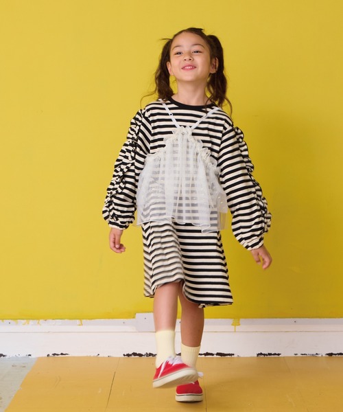 HOGAN RANCH WEAR(ホーガンランチウエア)の「フリルスリーブボーダーワンピース(ワンピース・キッズ・ライトグリーン/レッド/ブラック・90/100/110/120/130/140/150)」の8枚目の写真