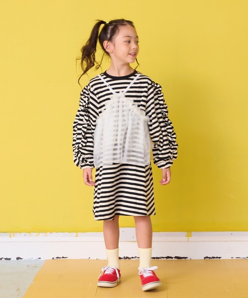 HOGAN RANCH WEAR(ホーガンランチウエア)の「フリルスリーブボーダーワンピース(ワンピース・キッズ・ライトグリーン/レッド/ブラック・90/100/110/120/130/140/150)」の9枚目の写真