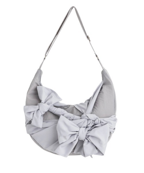 iugamakaras イウガマカラス リボン ショルダーバッグ グレー 韓国 セール】【IUGAMAKARAS】Laced Ribbon Shoulder Bag