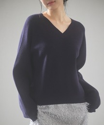 Maglia Plus カシミヤ混 畦編みVネックニットプルオーバー 畦編みニット ニット Vネック プルオーバー」に該当する